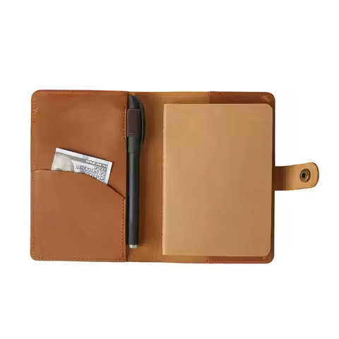 Genuine Leather Journal Cover for Field Notes, Portable Refillable Notepad with Pen Holder Fits 3.5'