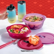 Tupperware Crystalwave Medium Set 825ML Divided Lunch Box/ 1.5L Round Lunch Box No divided (Soup Bowl) Microwaveable