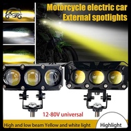 [8C11] 3 Eyes LED Motorcycle Spotlight Work Lamps Dual Color Hi/Low Beam Fog Light For Cars SUVs Tru