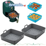 ARMARIO Air Fryer Liners, 9" Large Size Reusable Baking Tray, Silicone with Handle Heat-Resistant Ai