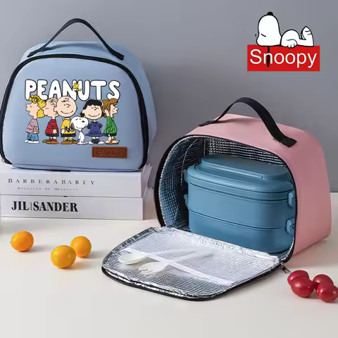 Snoopy Portable Lunch Drink Carrier Insulated Bag Fresh Cooler Pouch Food Thermal Box Tote Picnic Co