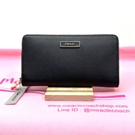 กระเป๋าสตางค์ DKNY ของแท้ มือ 1  พร้อมกล่อง กระเป๋าสตางค์ใบยาวซิปรอบ หนังฟอกแบบกันรอยขีดข่วน ใส่ธนบั