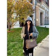 [Nancy] Elephant grayHandmade Wax Line Customization Togo Leather Women's Elegant Handbag Ladies' ba
