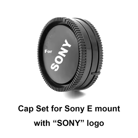 Rear Lens Cap + Camera Body Cap Cap Set for Sony E mount Plastic Black With Sony Logo for A1 A7 A9 A