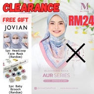 💯 MINAZ HIJAB Free Gift JOVIAN Face Mask Baby Brooch New Clearance Sale AUR BLUE GRAY Tudung Bawal C