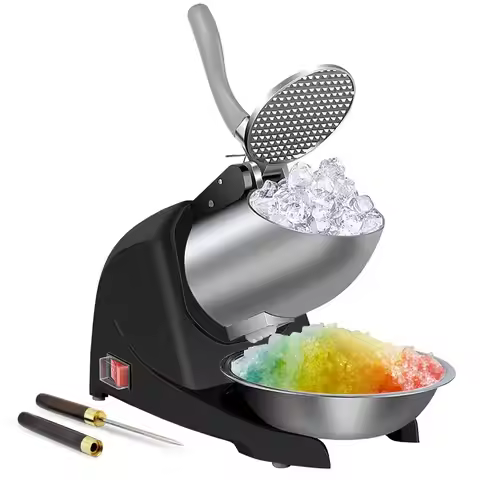 Cone Machine 380W Shaved Ice Machine 3 Blades Ice Shaver, 280lbs hr Electric Ice Crusher, Prevent Sp