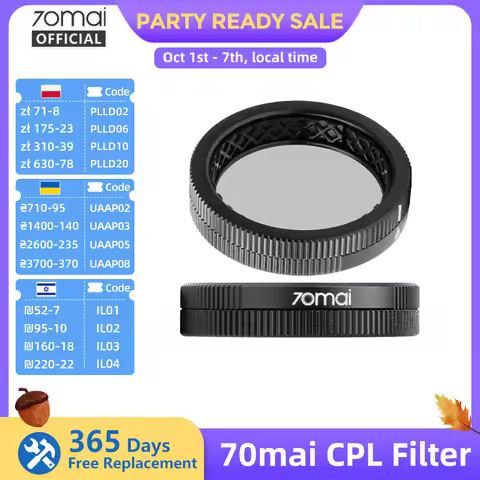 Original 70mai CPL Filter for 70mai Dash Cam 4K A800SE/A510/A800S/A500S/A200/Lite2 D10/Lite D08 Lens