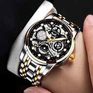 Guto นาฬิกาข้อมือกลวงสำหรับผู้ชายนาฬิกาอัตโนมัติของแท้เรืองแสงนาฬิกา Seiko นาฬิกาข้อมือกลไกกันน้ำสายสแตนเลสนาฬิกาธุรกิจลำลองวันที่นาฬิกาโครโนกราฟสแตนเลสสตีล S9