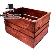 (Storage Crate)Large Brown Storage Crate/Pine Wood Box Decorate Wooden Crate Storage Container/Stora