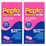 Pepto Bismol Caplets Ultra for Nausea, Heartburn, Indigestion, Upset Stomach, and Diarrhea - 5 Sympt