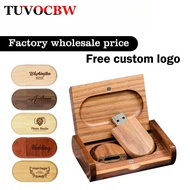Wooden USB 2.0 Flash Drive 64GB Memory Stick Pen Drive with Box 32GB 16GB Laser Engraving Flash Disk