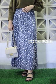 ROK PLISKET PREMIUM MOTIF BUNGA KERTAS TERBARU/Rok Plisket Dewasa ORI Tebal Panjang/Rok/OOTD Wanita