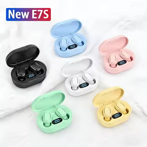 TWS Bluetooth Earphones E7S Wireless Headphones Headset with Mic HiFi Stereo Sport Noise Cancelling 