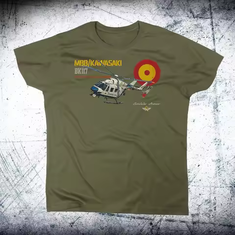 Spanish Air Force Guardia Civil BK117 Multipurpose Helicopter T-Shirt. Premium Cotton Short Sleeve O
