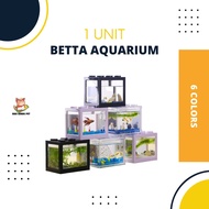 Akuarium Ikan Laga Mini Betta Fish Tank Aquarium Mini Lego Block Tank Betta Guppy Tank Building Bloc
