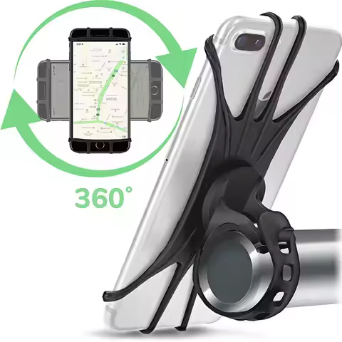 1-Pack Universal Bike Phone Mount - Silicone Stretch Strap Holder for 4-6.7in Phones, 360° Rotation 