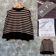 H06(1)-used Cream-Black Striped Knitted Sweater
