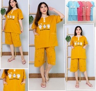 RM007 3/4 Jumbo Merek Tessa Premium COD Gratis Ongkir Grosir Baju Tidur Piyama Babydoll Wanita Murah Karakter Tebaru 2021 Bahan Katun Kaos Kancing depan