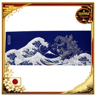 《Direct From Japan》  Fokart Godzilla & Ukiyoe Fugaku Tenugui Navy Made in Japan 100% Cotton Length 9