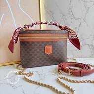 CELINE Vintage Macadam Vanity Bag 中古 凱旋門 老花 化妝包 手提包