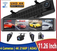 4 路行車記錄器 11.26 英吋 4K WIFI 後視鏡 4 攝影機錄影機行車記錄器 ADAS BSD 夜視 24 小時停車