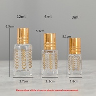 Roller Perfume Bottle Roll On Glass Bottles 3ml 6ml 12ml Small Golden Print Essential Oil Container Empty Refillable