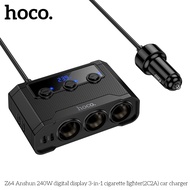 Z64ใหม่ Hoco ที่ชาร์จแบตในรถ240W จอแสดงผลดิจิตอล3-In-1ไฟแช็ก (2C2A) อะแดปเตอร์แปลงไฟตัวสปลิตเตอร์ชาร