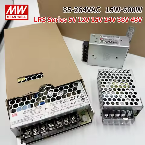 Mean Well RS-15 RS-25 LRS-35 50 75 100 150 200 350 450 600W 5V 12V 15V 24V 36V 48V Single Output Swi
