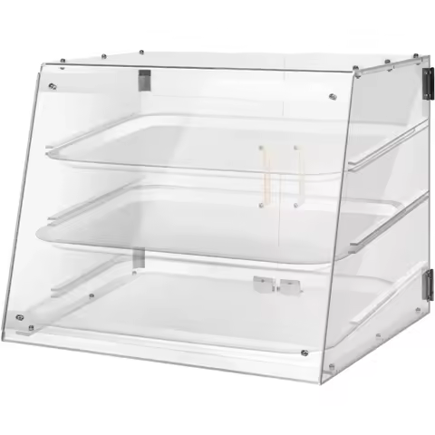 3 tray commercial countertop bakery display case with rear doors - 21" x 17 3/4" x 16 1/2"