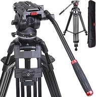 BV12T Professional Heavy Duty Video Tripod System, Aluminum Twin Tube and 360 Degree Fluid Head, Max