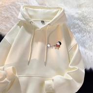M-5XL Autumn Men's Korean Street Style Crayon Shin-chan Printed Long Sleeve Hoodie Long Sleeve Sweat