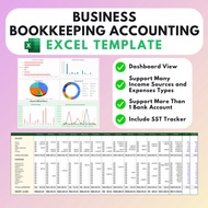 🔥INSTANT🔥 Business Bookkeeping Accounting Excel Template with Dashboard Chart Easy Use + Edit | Temp