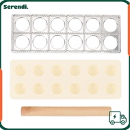 SERENDI Ravioli Press Maker, Aluminum Alloy Plastic Ravioli Cutter, Solid Wood Rolling Pin Consisten
