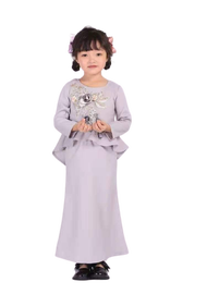 [🔥NEW ARRIVAL RAYA 2021🔥] BAJU PEPLUM 3D FLOWER EXCLUSIVE KIDS GREY /baju PEPLUM ready stock size KIDS 2Y HINGGA 13Y /girl clothing/RAYA 2021||baju kurung moden|BAJU PEPLUM DOLLY KANAK-KANAK/baju raya kanak-kanak