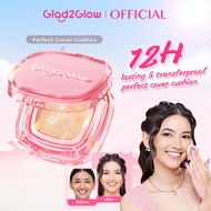 Glad2Glow Perfect Cover  Semi-Matte Cushion Foundation Full Coverage Concealer Makeup,Oil Control,Lo