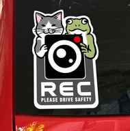 貓咪與青蛙行車記錄器貼紙
