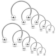 10PCS 16G Stainless Steel Horseshoe Septum Nose Rings Hoop Helix Daith Cartilage Tragus Earrings Eye