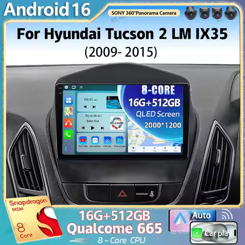 Android 16 For Hyundai Tucson 2 LM IX35 2009 -2015 2K QLED Android Car Radio Multimedia Video Player