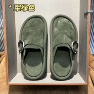 Jimmy Choo 25รองเท้าแตะผู้ชายพื้นหนาเปิดนิ้วเท้าครึ่งรองเท้าที่เหมาะกับชายและหญิงสลิป Birkenstock ให