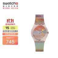 斯沃琪（Swatch）艺术之旅《猩红的夕阳》主题手表 节日礼物男女石英表 SO28Z700