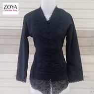 Kebaya Modern Encim Dewasa Lengan Panjang Hitam 