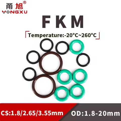 FKM O Ring Seal Gasket Thickness CS1.8/2.65/3.55mm ID1.8-20mm FPM Oil Acid and Alkali Resistant Auto
