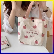 New Women's Bag Small Bag Japanese Peach Tote Canvas Bag Girl Snack Lunch Small Bag Tote Bag