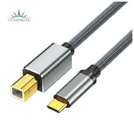 TYPE-C to USB B 2.0 Printer Cable Braided Printer Scanner for SSD Enclosure, Blu-Ray Drives, Printer