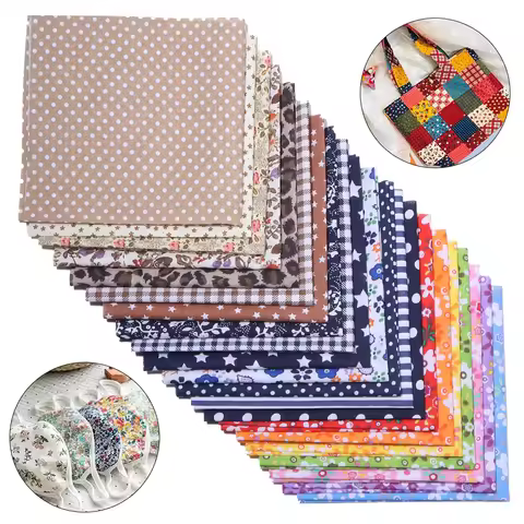 7pcs 25x25cm Cotton Fabric Printed Cloth Colorful Floral Cloth For DIY Patchwork Needlework Quilting