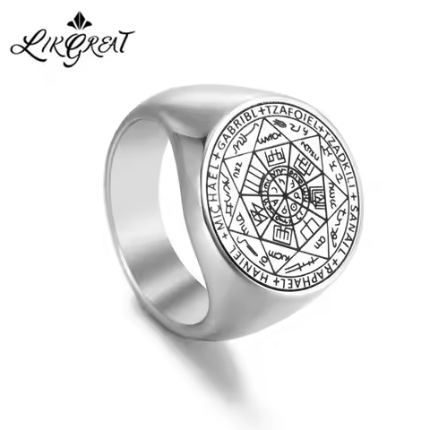 Seal of The Seven Archangels Viking Ring Secret of Universe Rings for Men Stainless Steel Solomon Ka