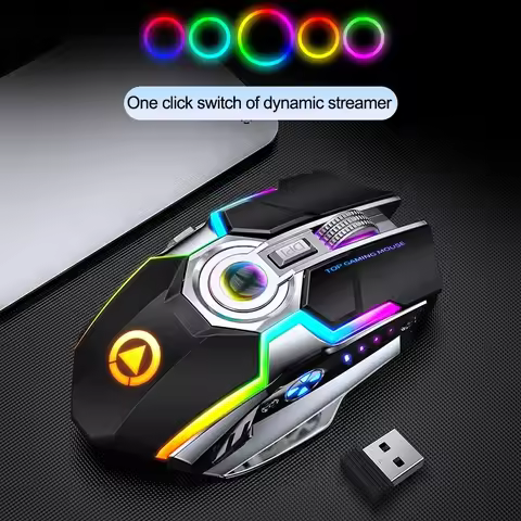 YD A5 A7 RGB Backlit Rechargeable Wireless Gaming 2.4G Mouse USB 7Buttons 1600DPI Gamer Silent Mouse