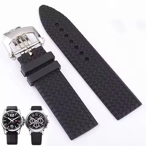 For Chopard FKM Rubber Watch Strap Chopard Classic Racing 168511 168511-3001 Sports Fluororubber Wri