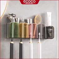 Ecoco Antibacterial Hygienic Toothbrush Holder with Clear Divided Storage Holder Toothpaste Squeezer