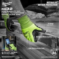 MILWAUKEE High Visibility Cut Level 4 Polyurethane Dipped Glove 48-73-8940/48-73-8941